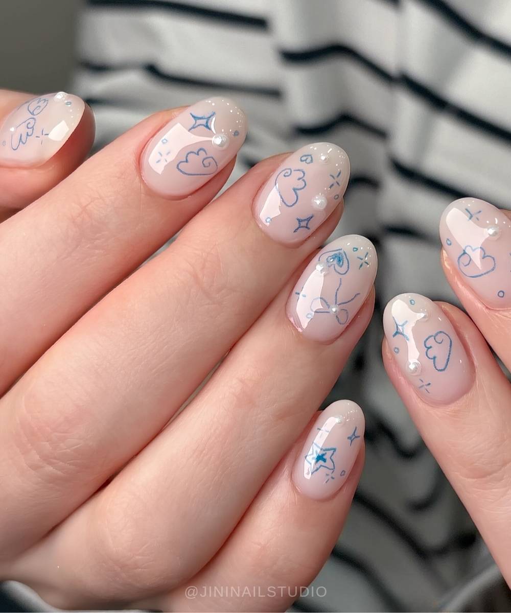 Dramatic Dark Sky Cloud Stiletto Nails Dramatic Dark Sky Cloud Stiletto Nails — Cloud Nails