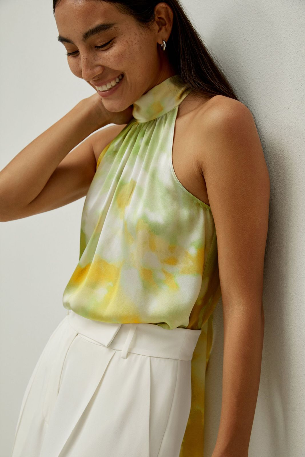 Vibrant Tie-Dye Silk Halter Top — Halter Tops