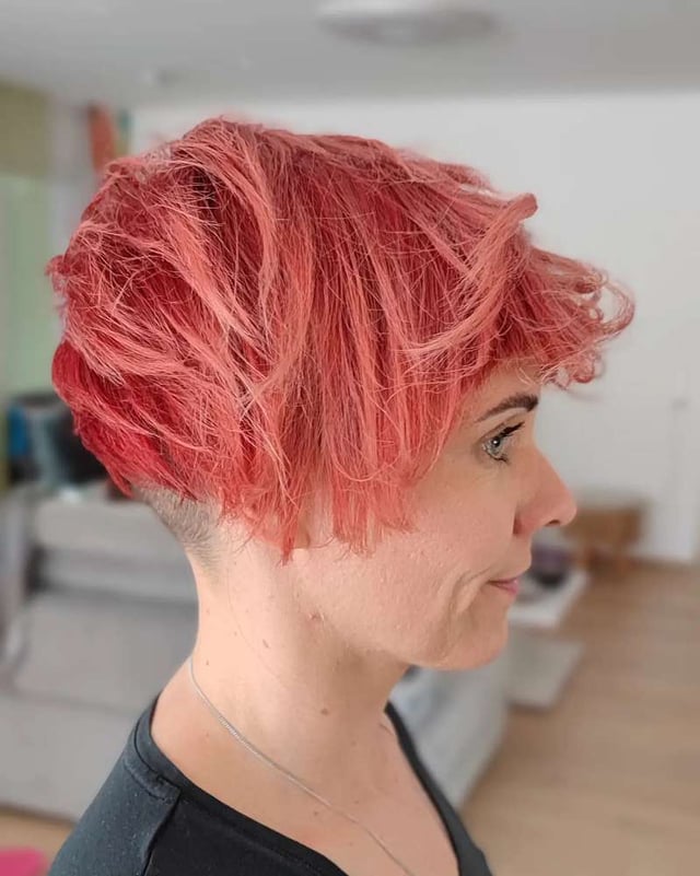 Vibrant Red Pixie With Shaved Undercut — Undercut Pixie
