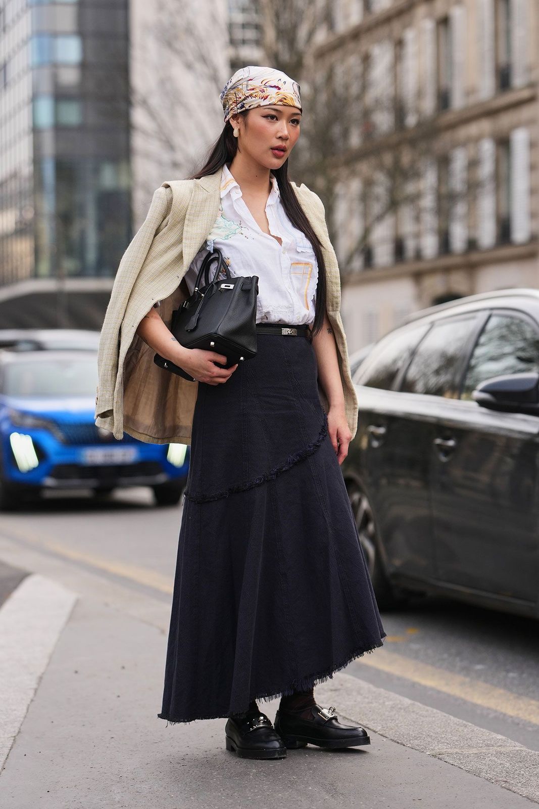 City Chic: Tweed Blazer and A-Line Skirt with Platform Loafers City Chic: Tweed Blazer and A-Line Skirt with Platform Loafers — Platform Loafers Outfits