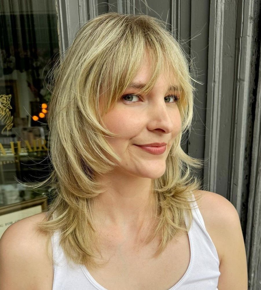 Edgy Honey Blonde Wolf Cut — Wolf Cut Medium Hair