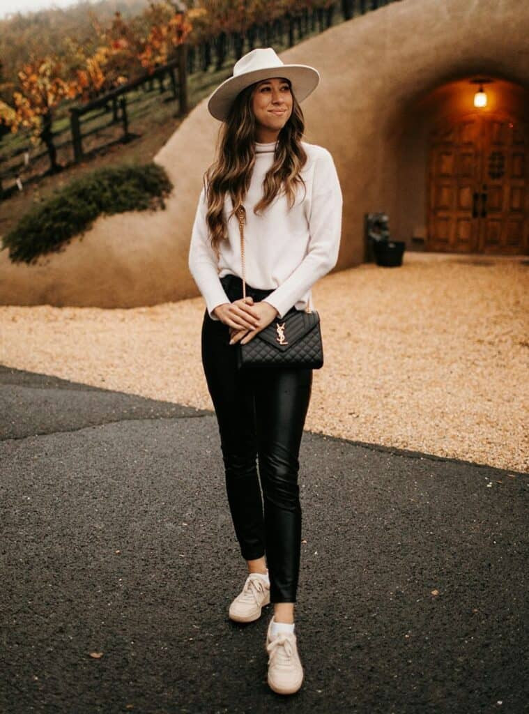 Turtleneck and Faux Leather Pants for Wine Country Chic Turtleneck and Faux Leather Pants for Wine Country Chic — Napa Outfits