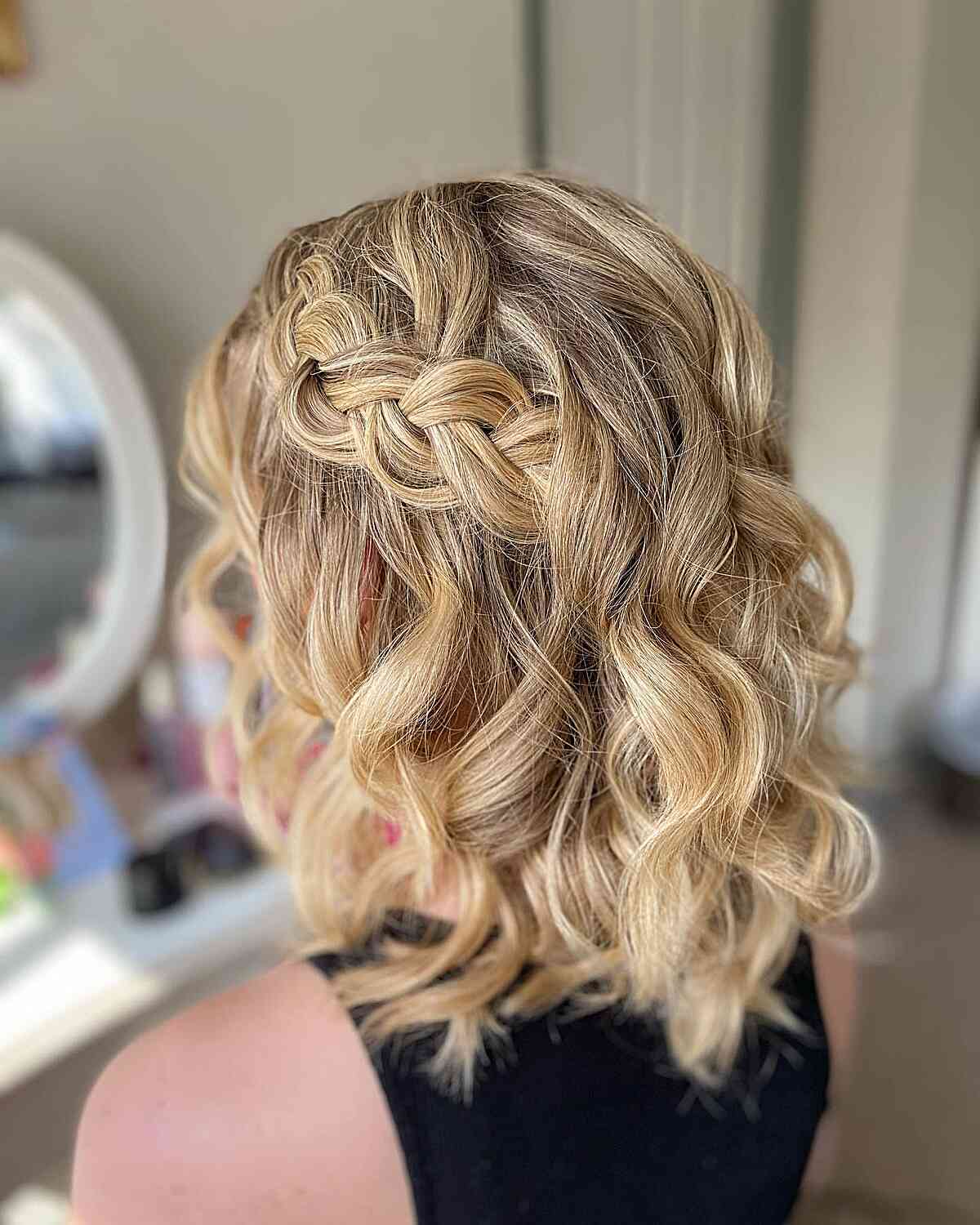 Blonde Bob with Crown Braid Accent Blonde Bob with Crown Braid Accent — Braids for Short Hair