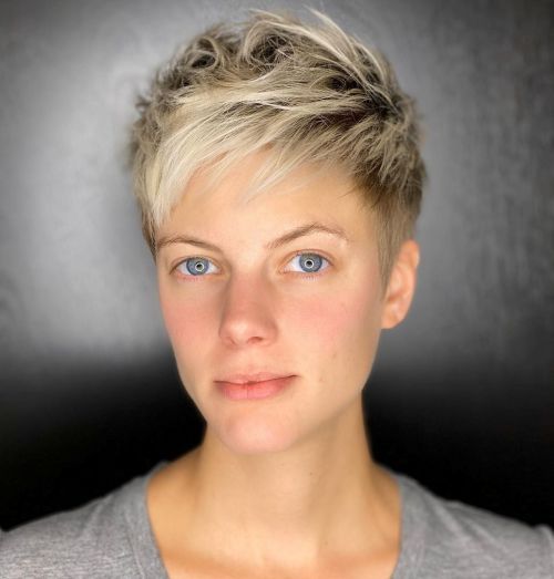 Textured Blonde Pixie With Root Shadow — Very Short Haircuts