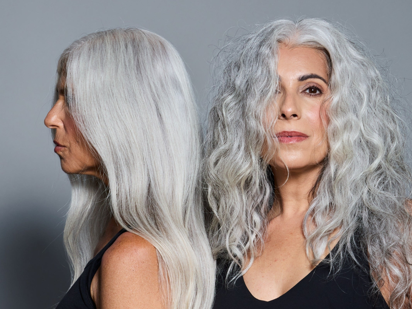 Collarbone Cut Straight and Wavy — Salt and Pepper Hair