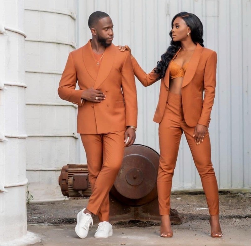 Formal Event Ready in Burnt Orange Suits — Matching Couple Outfits