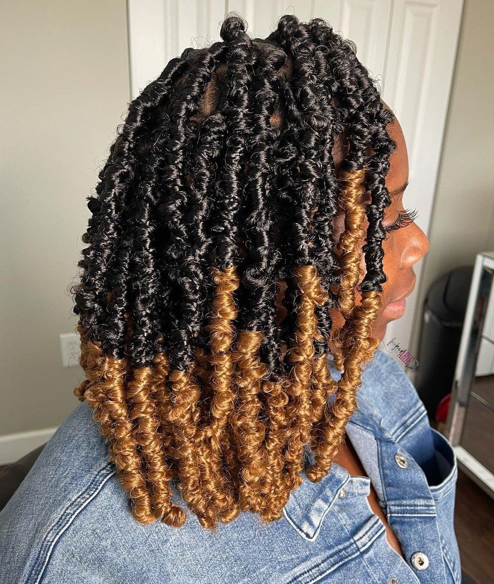 Two-Tone Black and Honey Blonde Bob Two-Tone Black and Honey Blonde Bob — Butterfly Locs Bob
