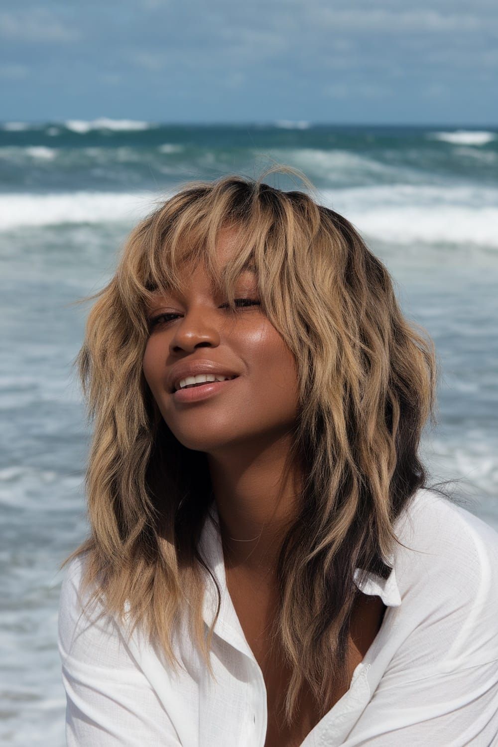 Sleek Long Honey Blonde All Over Sleek Long Honey Blonde All Over — Honey Blonde on Black Women