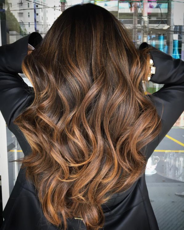Dark Brown With Caramel Balayage Dark Brown With Caramel Balayage — Hair Color for Cool Skin Tone