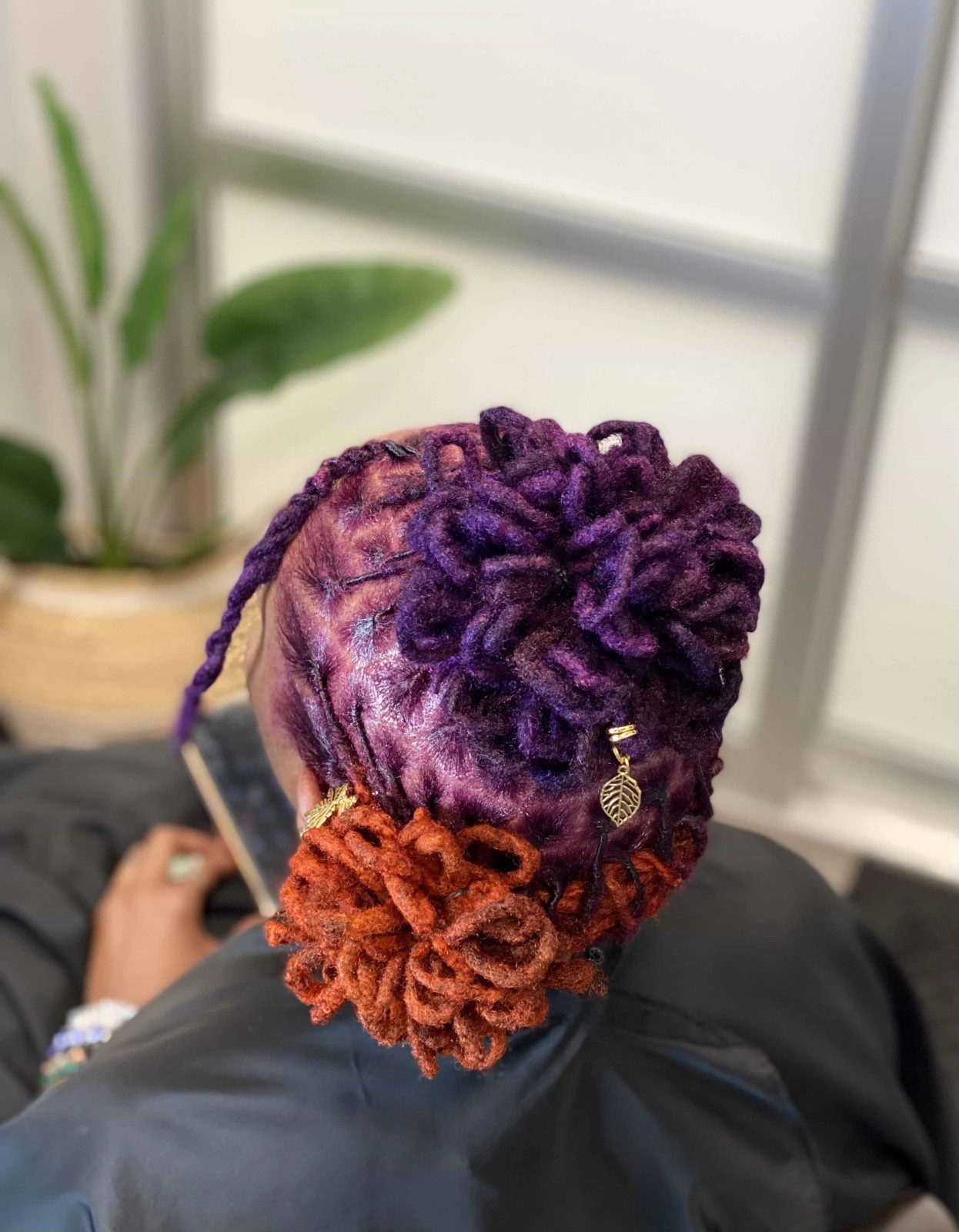 Purple and Orange Loc Updo — Loc Colors