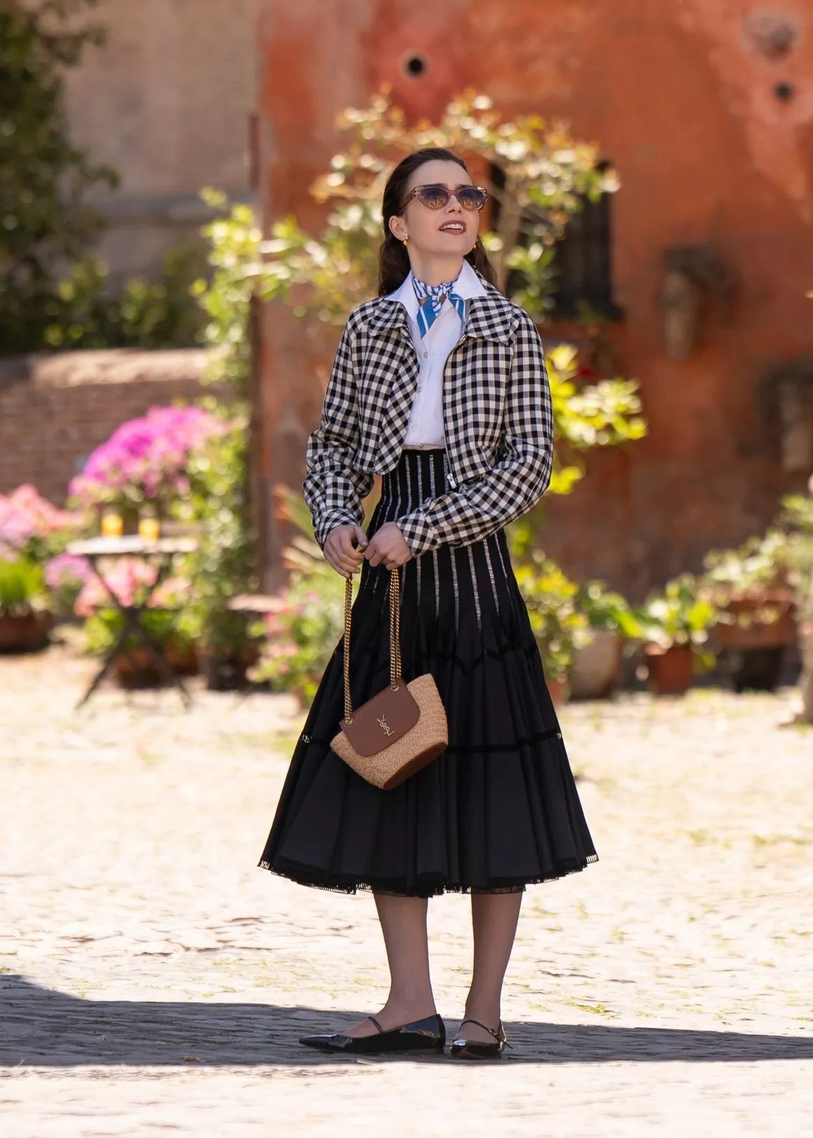 Gingham Jacket and Midi Skirt for Polished Sightseeing Gingham Jacket and Midi Skirt for Polished Sightseeing — Rome Outfits
