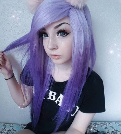 Mid-Back Gradient Purple to Pink — Emo Hair