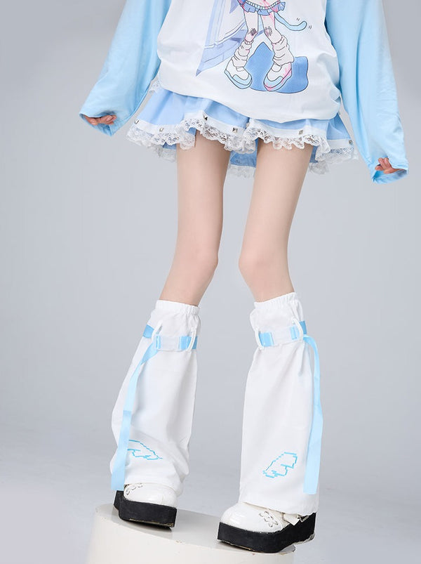 Doll-Like Mini Skirt with Leg Warmers and Platform Shoes — Angelcore Outfits