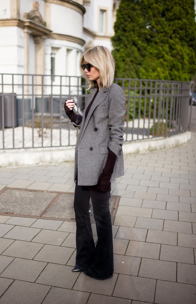 Modern Chic: Oversized Blazer with Flared Pants — Grandma Outfits