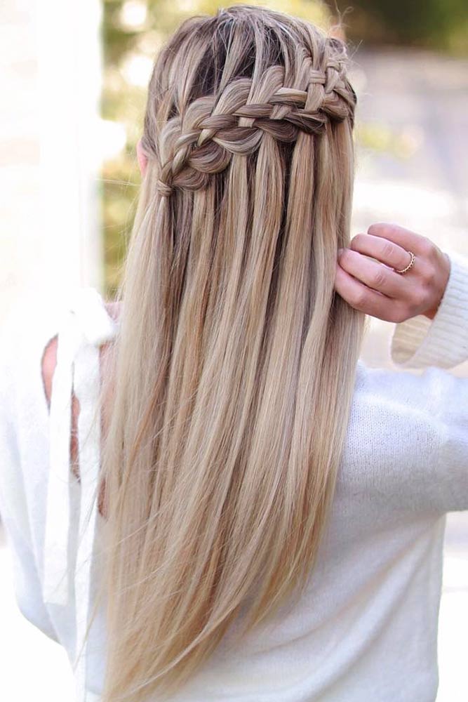 Thick Straight Light Brown Waterfall Braid