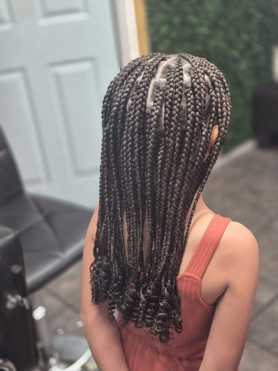 Uniform Mid-Back Dark Brown Box Braids — Kids Braids