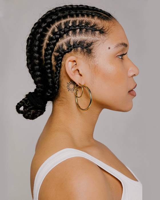 Cornrows to Low Ponytail Cornrows to Low Ponytail — Gym Hairstyles