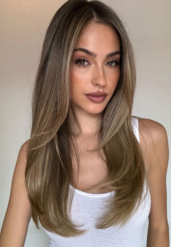 Light Brown with Blonde Highlights and Soft Bends — Hairstyles for Long Faces