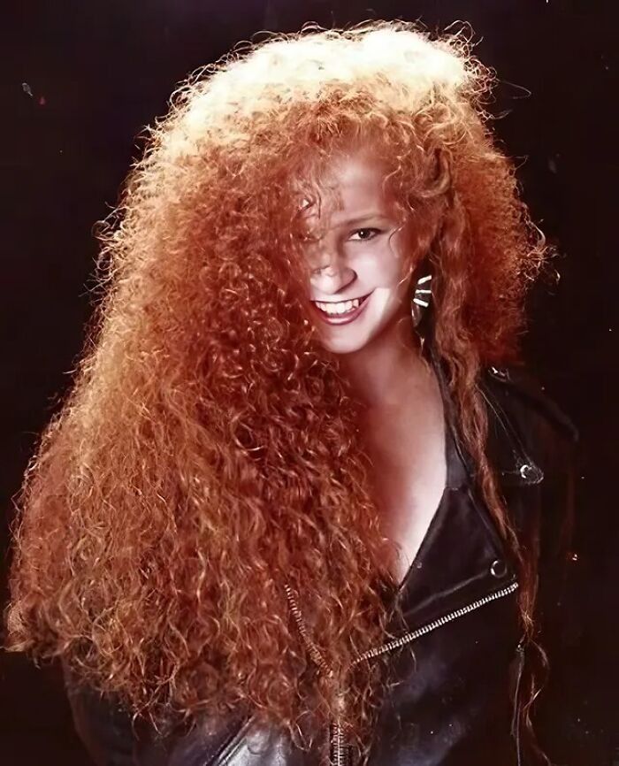 Long Voluminous Crimped Red Hair — 80s Hairstyles