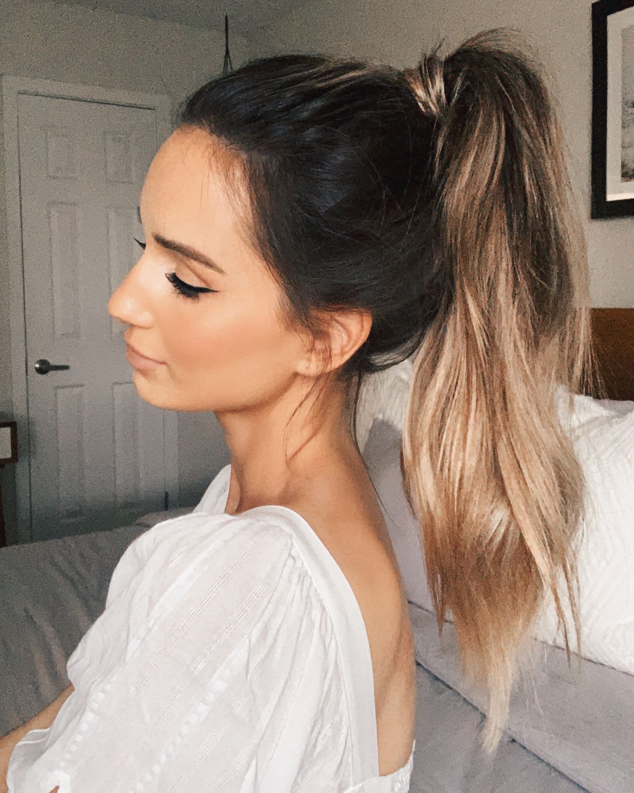 Dark Brown Balayage Wavy Ponytail — Wrap Around Ponytail