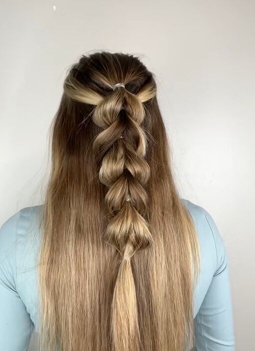 Mid-Back Voluminous Layered Dark Blonde Braid — Pull Through Braid