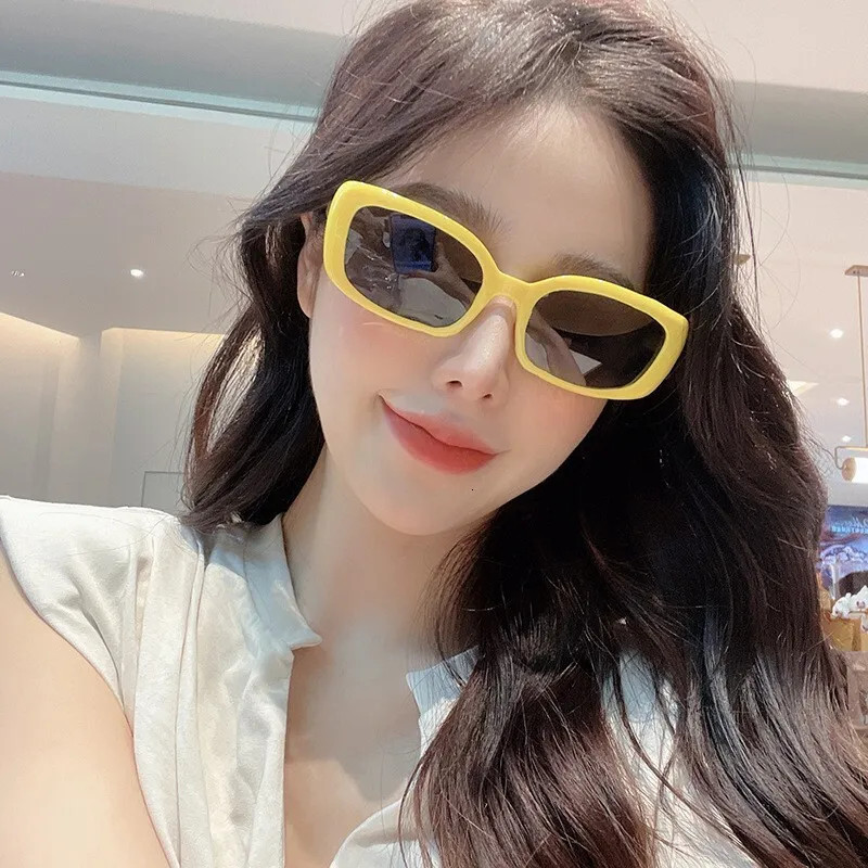 Bright Yellow Square Sunglasses For Casual Wear Sunglasses for Square Face