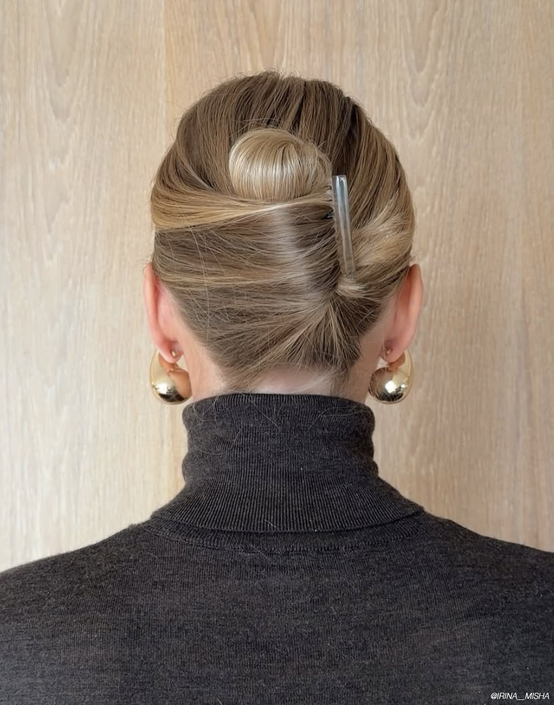 Smooth Ash Blonde French Twist with Side Part Smooth Ash Blonde French Twist with Side Part