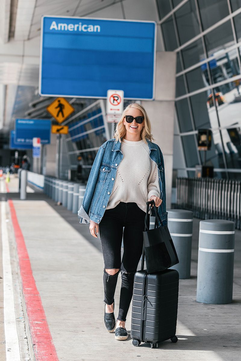 Distressed Denim with Cable-Knit Sweater — Long Flight Outfits
