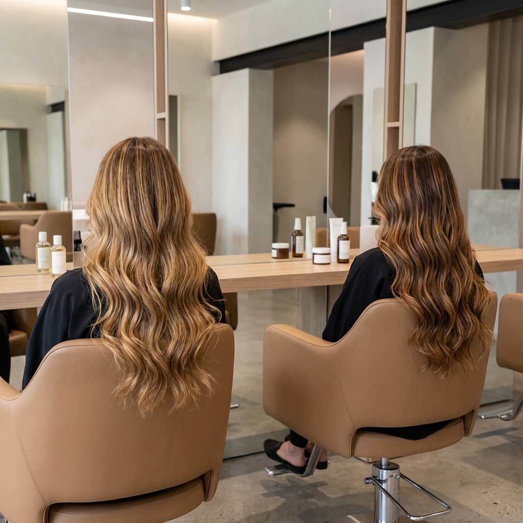 Layered Mid-Back Caramel Blend — Caramel Balayage