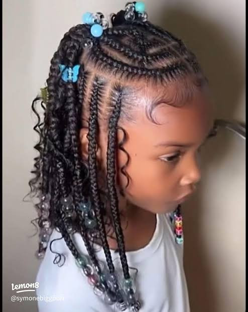Box Braids with Curly Ends and Beads Box Braids with Curly Ends and Beads — Little Girl Braids