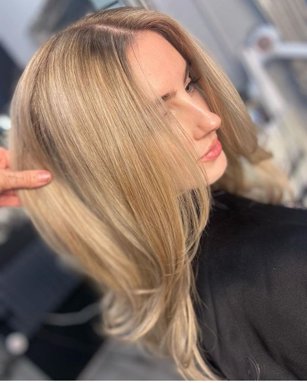 Ash Blonde Lob with Darker Roots Ash Blonde Lob with Darker Roots — Hair Color for Pale Skin