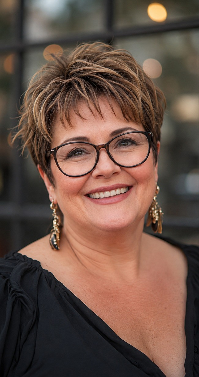 Textured Pixie With Wispy Bangs — Haircuts for Women Over 50 with Glasses