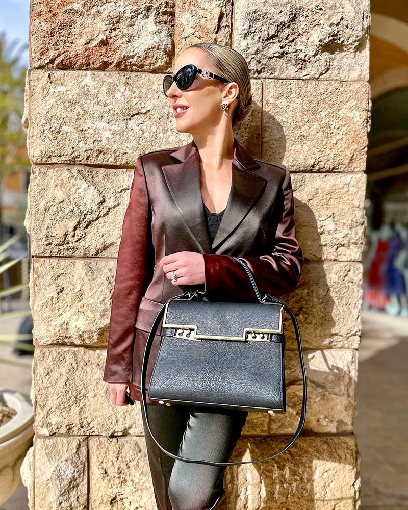 Elegant Deep Brown Satin Blazer Set Elegant Deep Brown Satin Blazer Set — Stealth Wealth Outfits