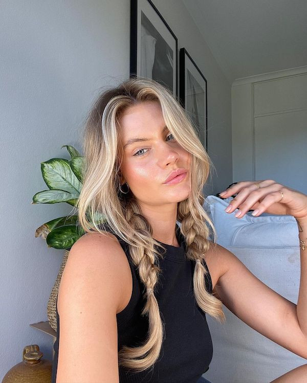 Ash Blonde Braids With Curtain Bangs — Halo Extensions Hairstyles