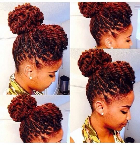 Voluminous Textured Black Loc Bun