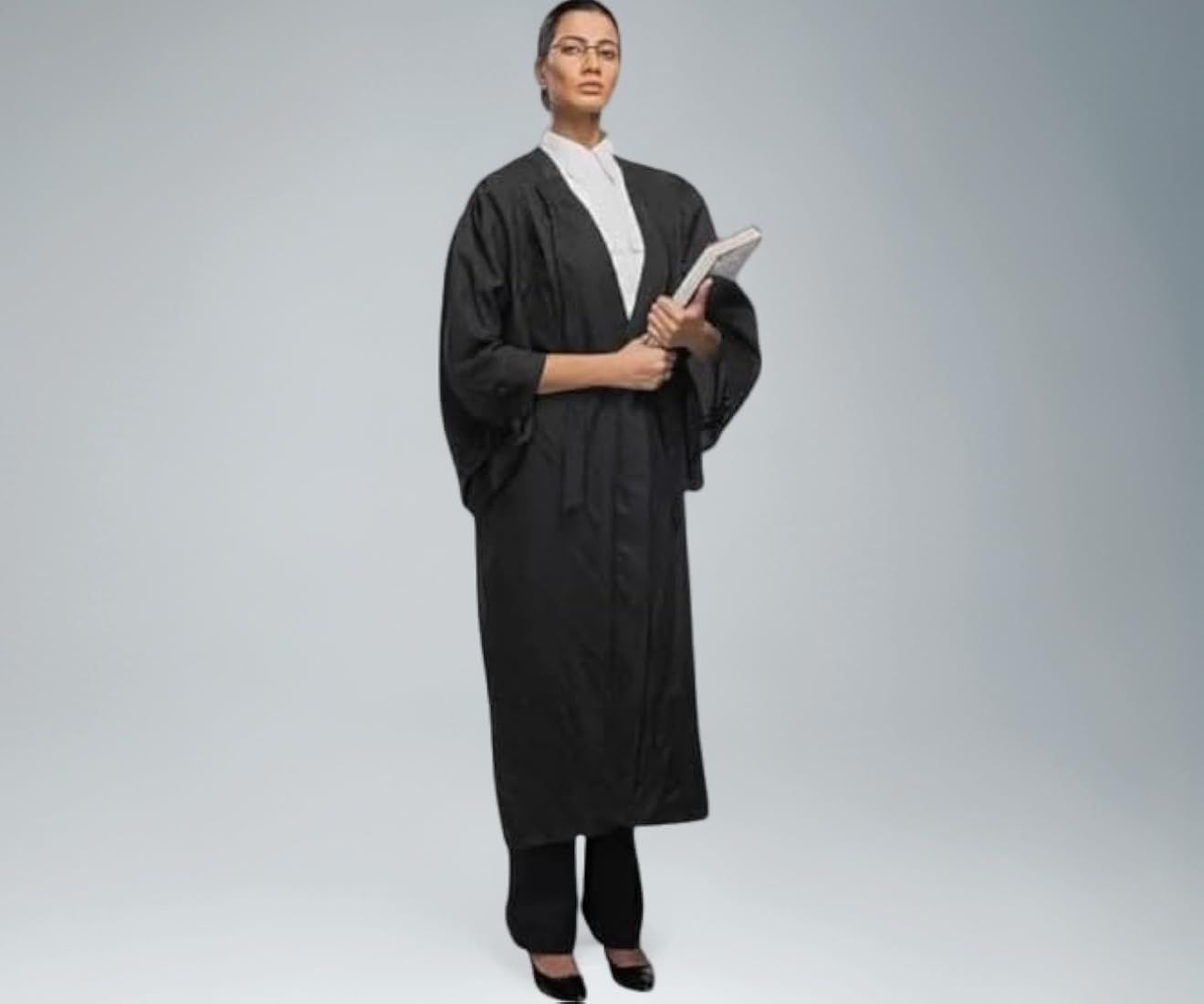 Full Black Crepe Lawyer's Gown for Formal Courtroom Attire Full Black Crepe Lawyer's Gown for Formal Courtroom Attire — Lawyer Outfits