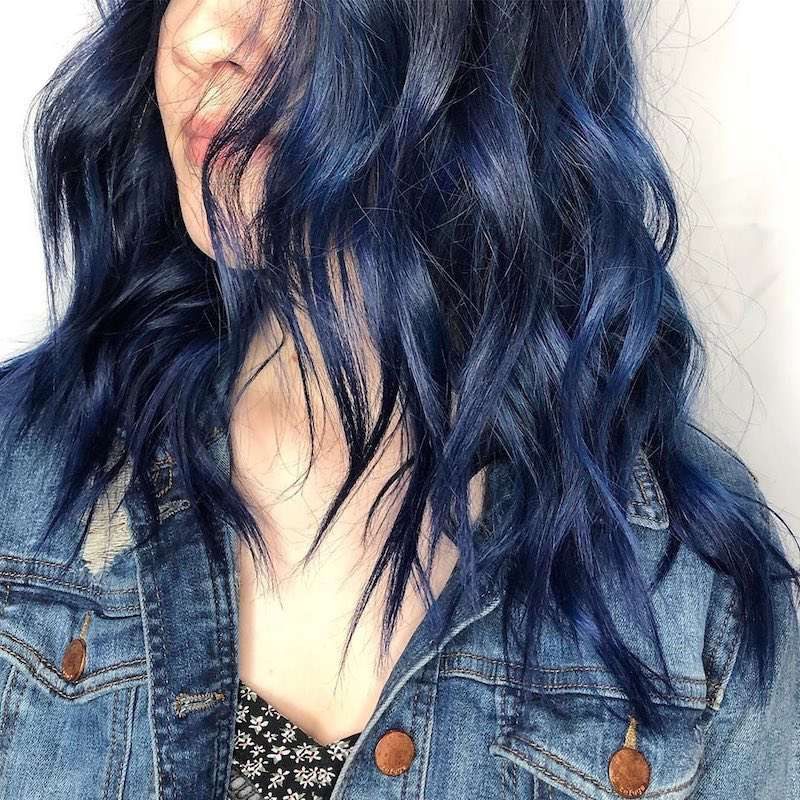 Dark Blue Waves with Lighter Highlights Dark Blue Waves with Lighter Highlights — Navy Blue Hair