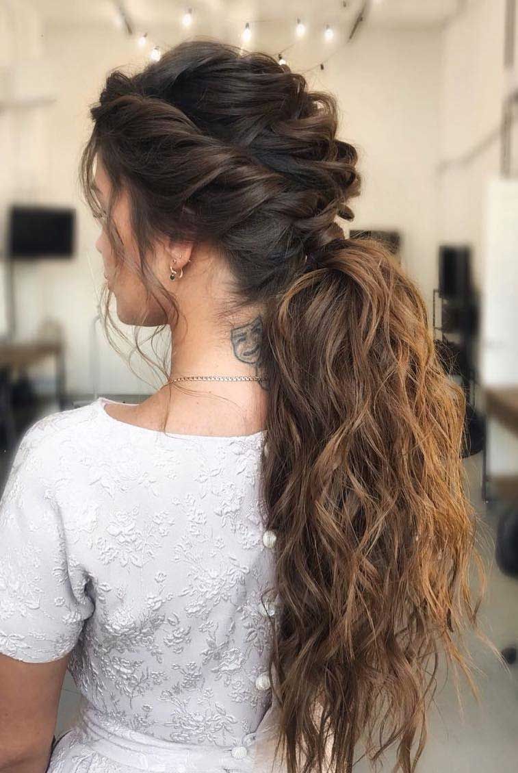 Twisted Updo into High Ponytail — Puff Ponytail
