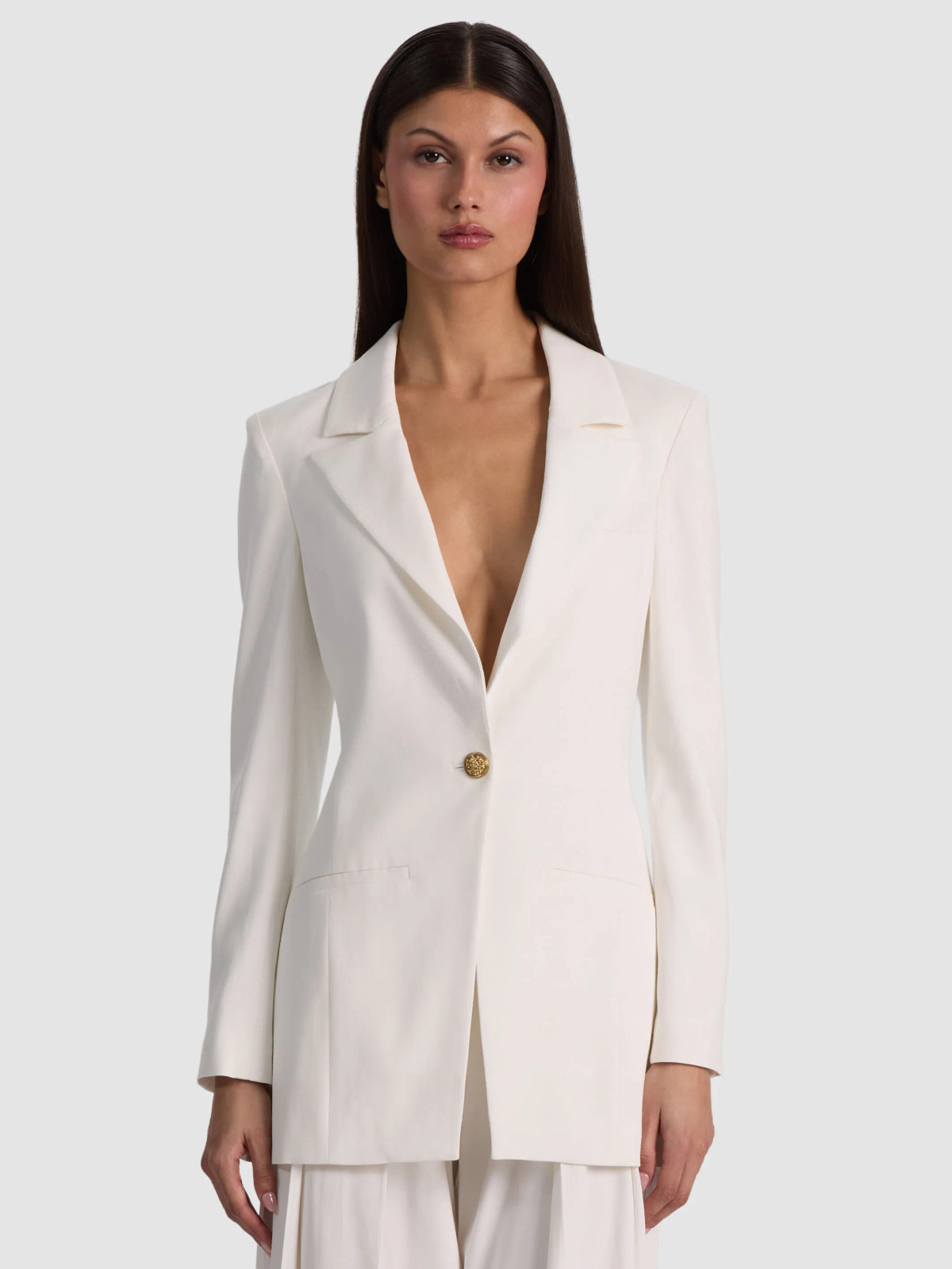 Chic Ivory Blazer and Matching Wide-Leg Trousers — Dressy Casual Outfits
