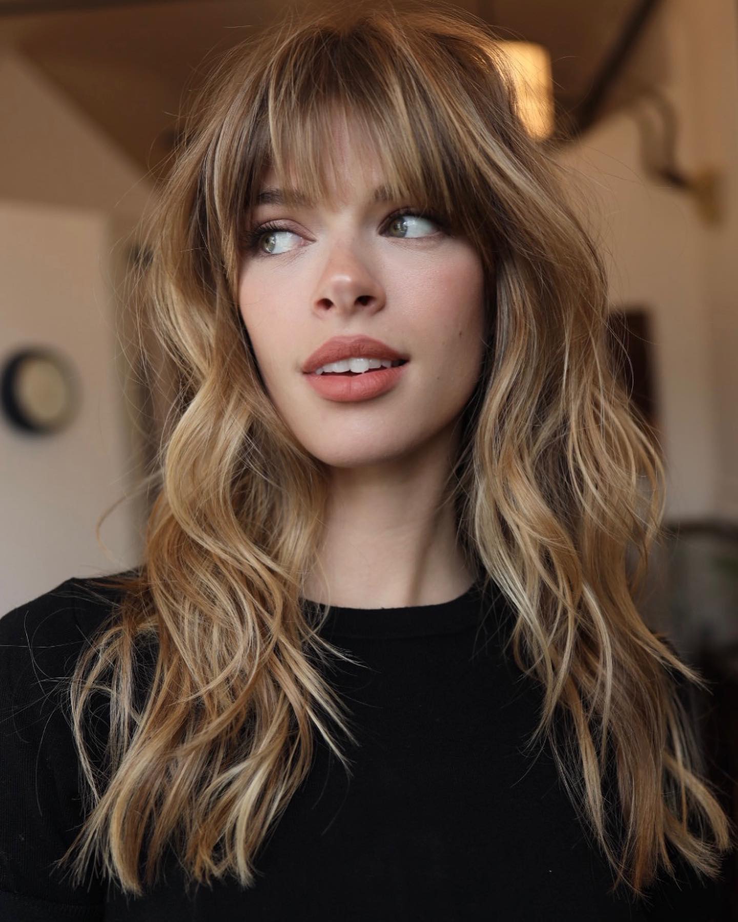 Shoulder-Length Blonde Wispy Bangs — Long Hair with Bangs