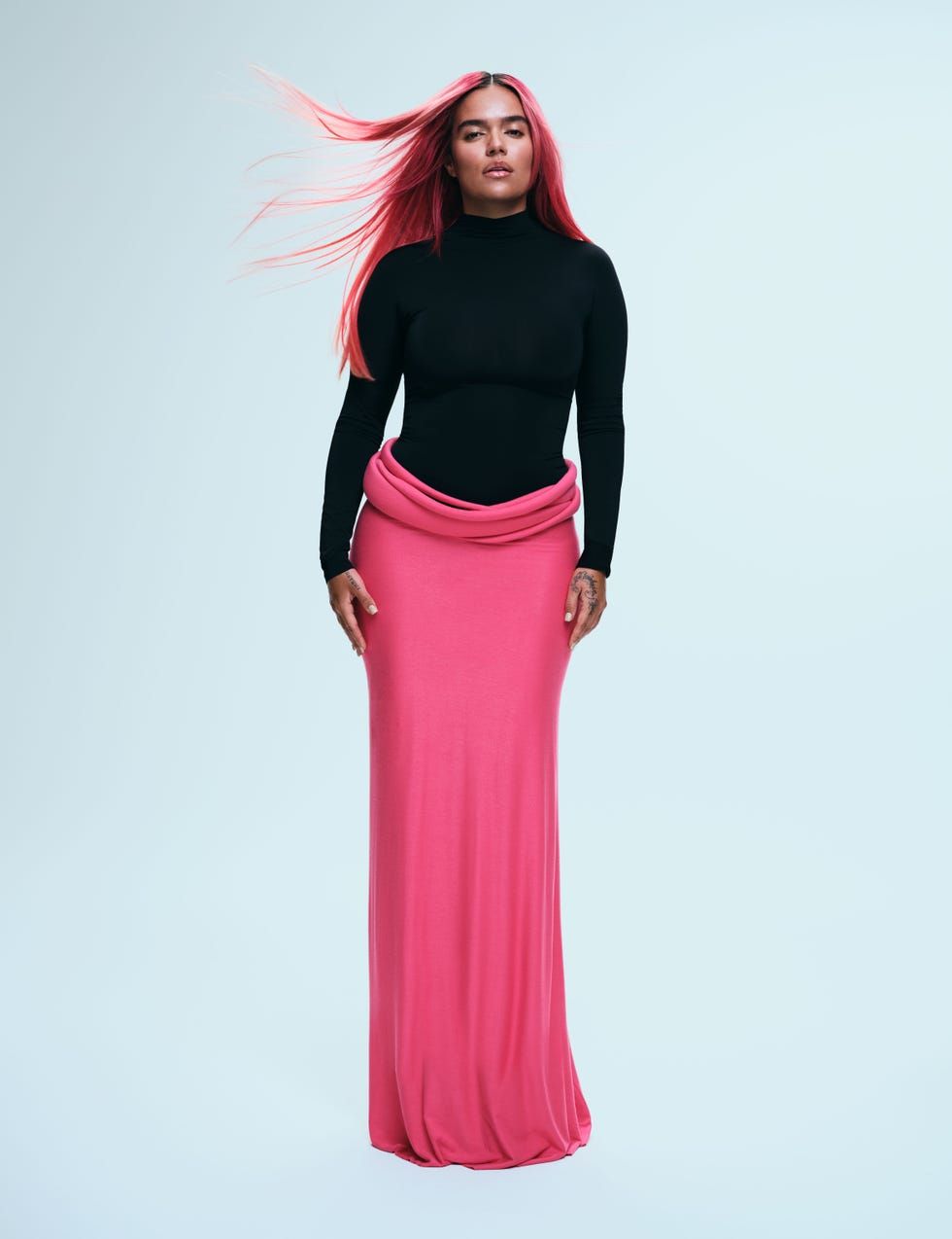 Vivid Pink Wind-Blown Straight Hair — Hair Color for Latinas