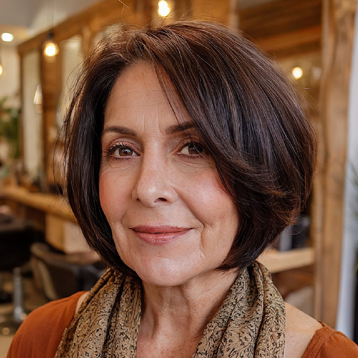 Rich Dark Brown Bob Blowout Rich Dark Brown Bob Blowout — Hair Color for Older Women