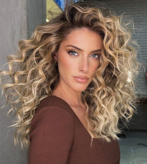 Mid-Back Visual Idea — Balayage Curly Hair