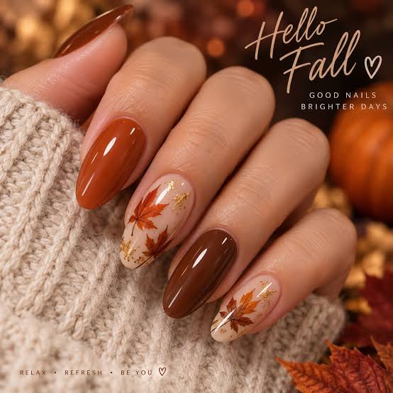 Medium Oval Fall Leaf Decals — Realtor Nails