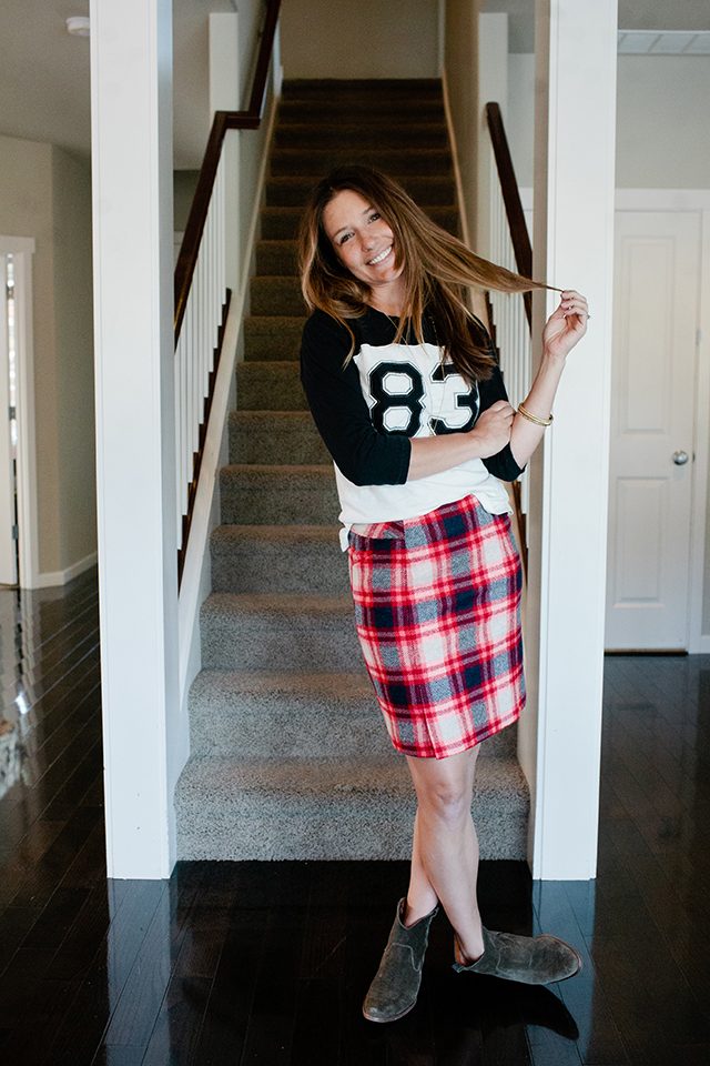 Red Plaid Mini with Graphic Tee and Ankle Boots Red Plaid Mini with Graphic Tee and Ankle Boots — Plaid Skirt Outfits
