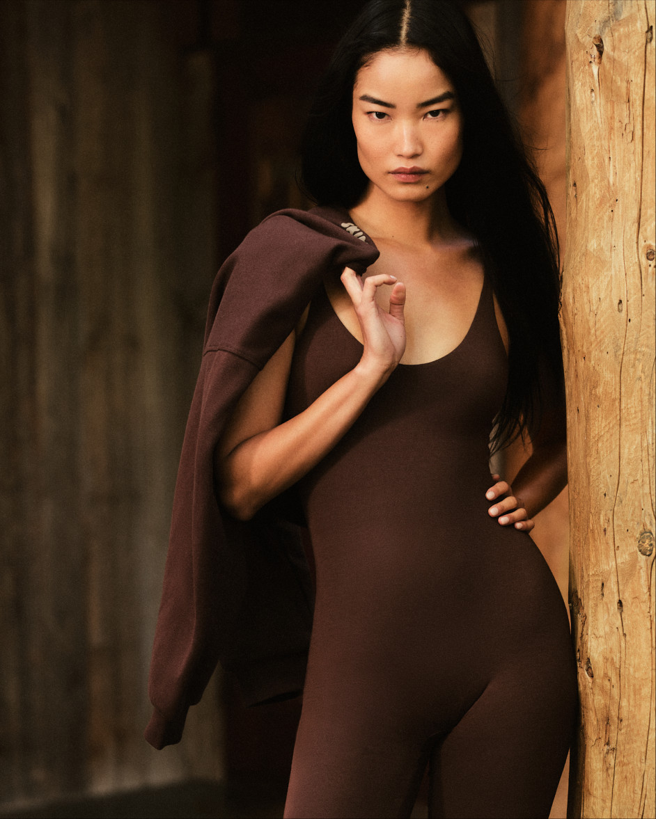 Relaxed Loungewear: Seamless Bodysuit with Draped Sweatshirt — Skims Outfits