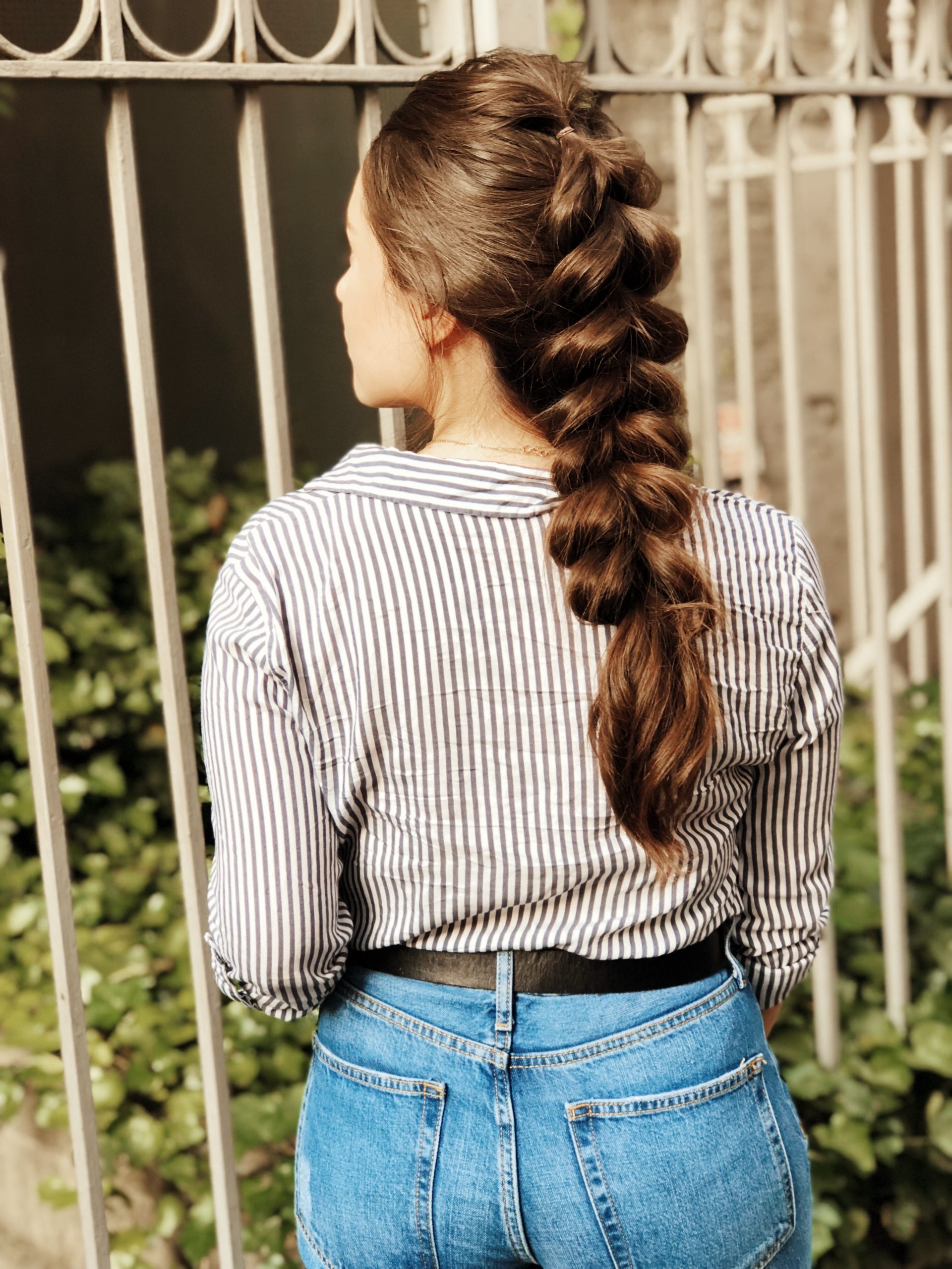 Shoulder Length Dark Brown Braid — Pull Through Braid