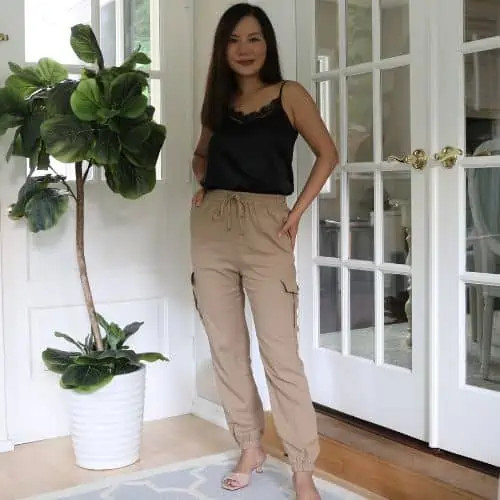 Casual Comfort: Camisole and Tapered Cargo Pants — Outfits for Rectangle Shape