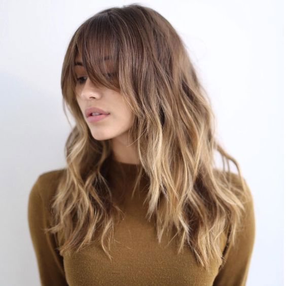 Warm Auburn Shag With Full Bangs Warm Auburn Shag With Full Bangs — Long Shag