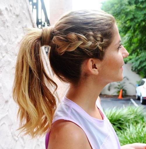 Ponytail With Braided Accent Ponytail With Braided Accent — Gym Hairstyles